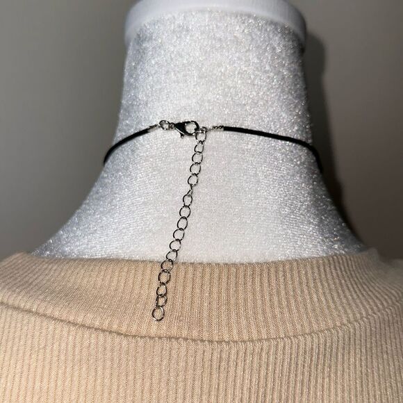 Silver Tone Whirl Statement Pendant & Beads Jute Necklace - Picture 3 of 6